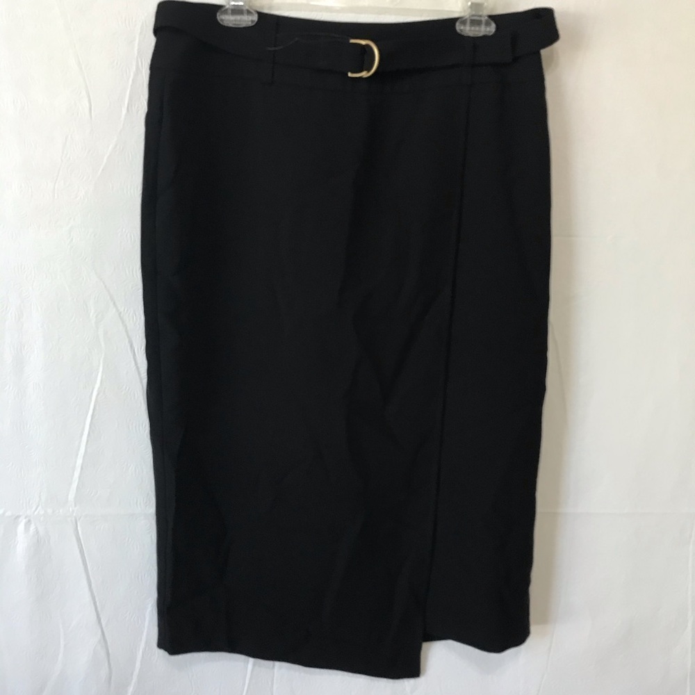 Donna Karan Black Wrap Belted Pencil Skirt